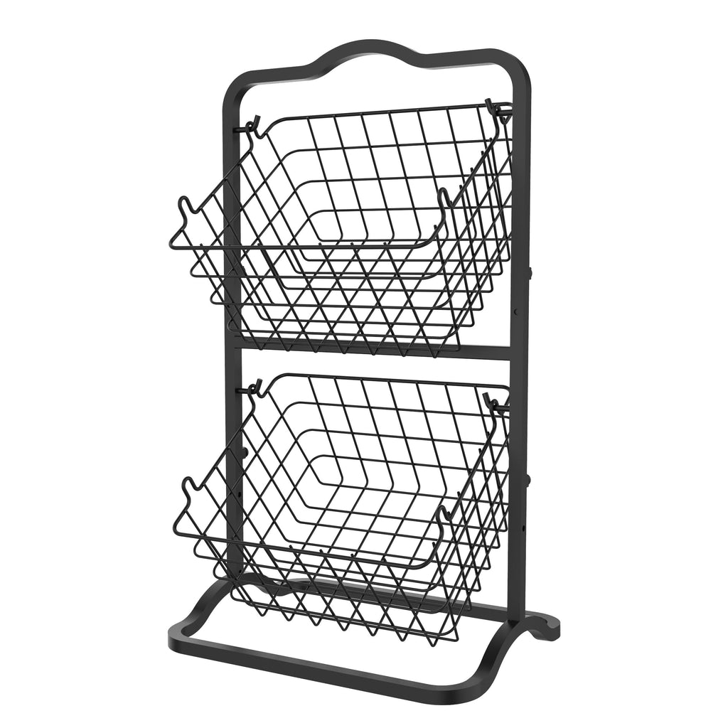Oceanstar 2-Tier Storage Kitchen Wire Basket Stand, Black - 2FB1927