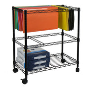 Oceanstar Portable 2-Tier Metal Rolling File Cart, Black 2MRC1507