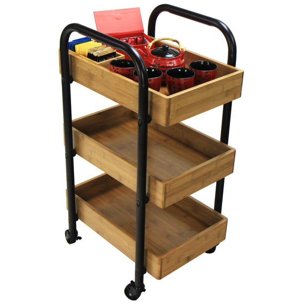 Oceanstar Portable Storage Cart with 3 Easy Removable Bamboo Trays 3SC1675