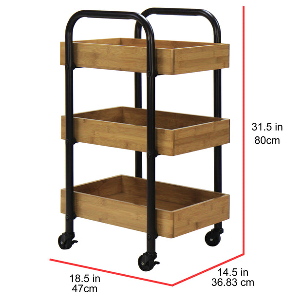 Oceanstar Portable Storage Cart with 3 Easy Removable Bamboo Trays 3SC1675