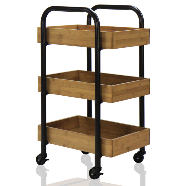 Oceanstar Portable Storage Cart with 3 Easy Removable Bamboo Trays 3SC1675