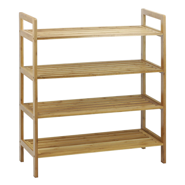 Natural 2-Tier Wood Shoe Rack