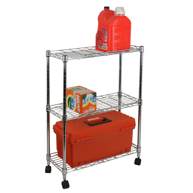 Oceanstar 3-Tier Shelving All-Purpose Utility Cart, Chrome AUS1477