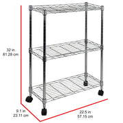 Oceanstar 3-Tier Shelving All-Purpose Utility Cart, Chrome AUS1477