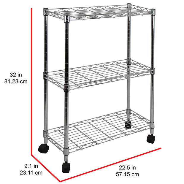 Oceanstar 3-Tier Shelving All-Purpose Utility Cart, Chrome AUS1477