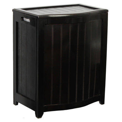 Oceanstar Mahogany Finished Bowed Front Laundry Wood Hamper with Interior Bag BHP0106MH