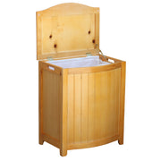 Oceanstar Natural Finished Bowed Front Laundry Wood Hamper with Interior Bag BHP0106N