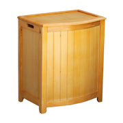 Oceanstar Natural Finished Bowed Front Laundry Wood Hamper with Interior Bag BHP0106N