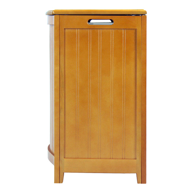 Oceanstar Natural Finished Bowed Front Laundry Wood Hamper with Interior Bag BHP0106N