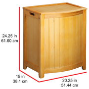 Oceanstar Natural Finished Bowed Front Laundry Wood Hamper with Interior Bag BHP0106N