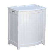 Oceanstar White Finished Bowed Front Laundry Wood Hamper with Interior Bag BHP0106W