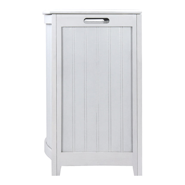 Oceanstar White Finished Bowed Front Laundry Wood Hamper with Interior Bag BHP0106W