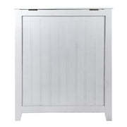 Oceanstar White Finished Bowed Front Laundry Wood Hamper with Interior Bag BHP0106W