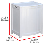 Oceanstar White Finished Bowed Front Laundry Wood Hamper with Interior Bag BHP0106W