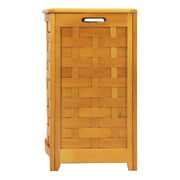 Oceanstar Natural Finished Bowed Front Veneer Laundry Wood Hamper with Interior Bag BHV0100N