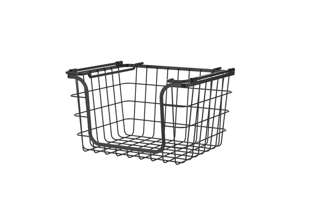 Oceanstar Stackable Metal Wire Storage Basket Set for Pantry, Countertop, Kitchen or Bathroom – Black, Set of 3