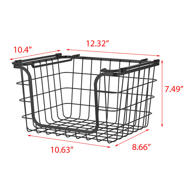 Oceanstar Oceanstar Stackable Metal Wire Storage Basket Set for Pantry,  Countertop, Kitchen or Bathroom – Black, Set of 3 in the Storage Bins &  Baskets department at