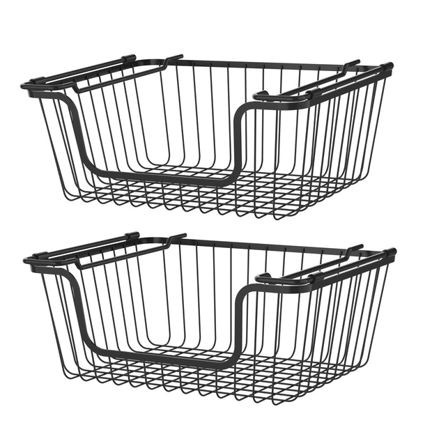 1/2-Tier Stackable Wire Baskets for Storage Pantry,Removable Countertop  Basket Organizer for Snack Fruit