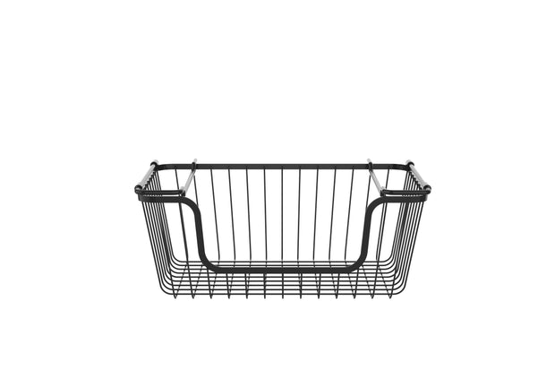 Oceanstar Stackable Metal Wire Storage Basket Set for Pantry, Countertop, Kitchen or Bathroom - Black (Set of 3)