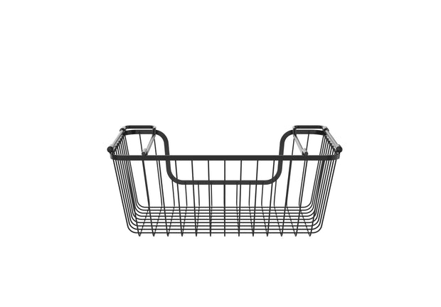 Oceanstar Stackable Metal Wire Storage Basket Set for Pantry, Countertop, Kitchen or Bathroom - Black (Set of 3)