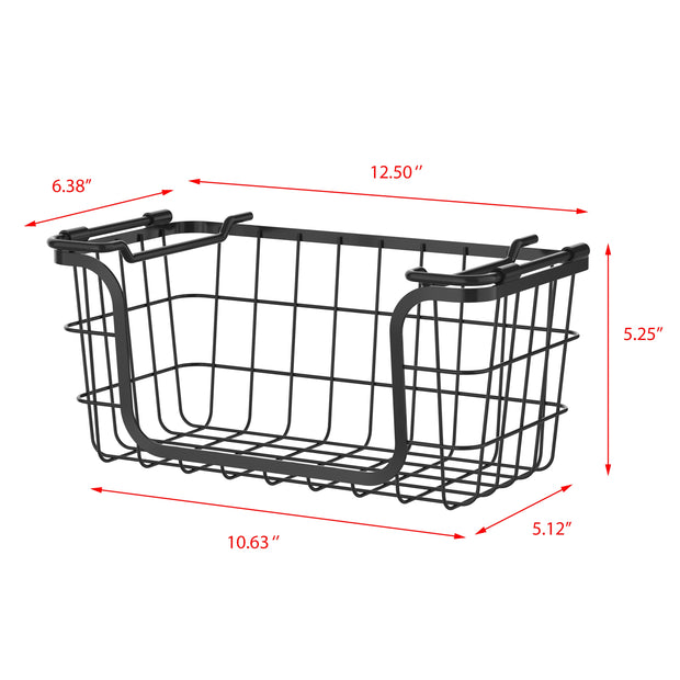 Oceanstar Stackable Metal Wire Storage Basket Set for Pantry