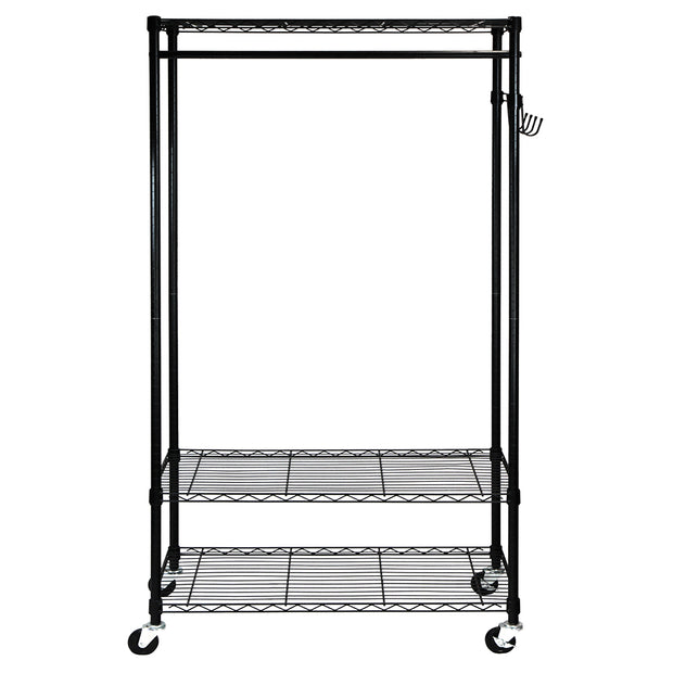 Oceanstar Adjustable Shelving Rack with Hooks, Black GRS1514