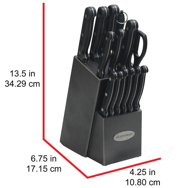 Knife Set, Elegant Life 15-Piece Kitchen Knife Set with Block