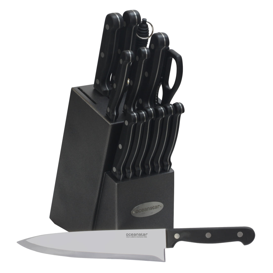 Oceanstar KS1194 Contemporary 15-Piece Knife Set with Block, Elegant B