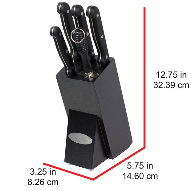 Oceanstar KS1200 Contemporary 6-Piece Knife Set with Block, Elegant Black