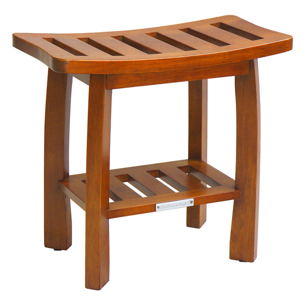 Oceanstar Solid Wood Spa Bench with Storage Shelf, Teak Color Finish SB1682