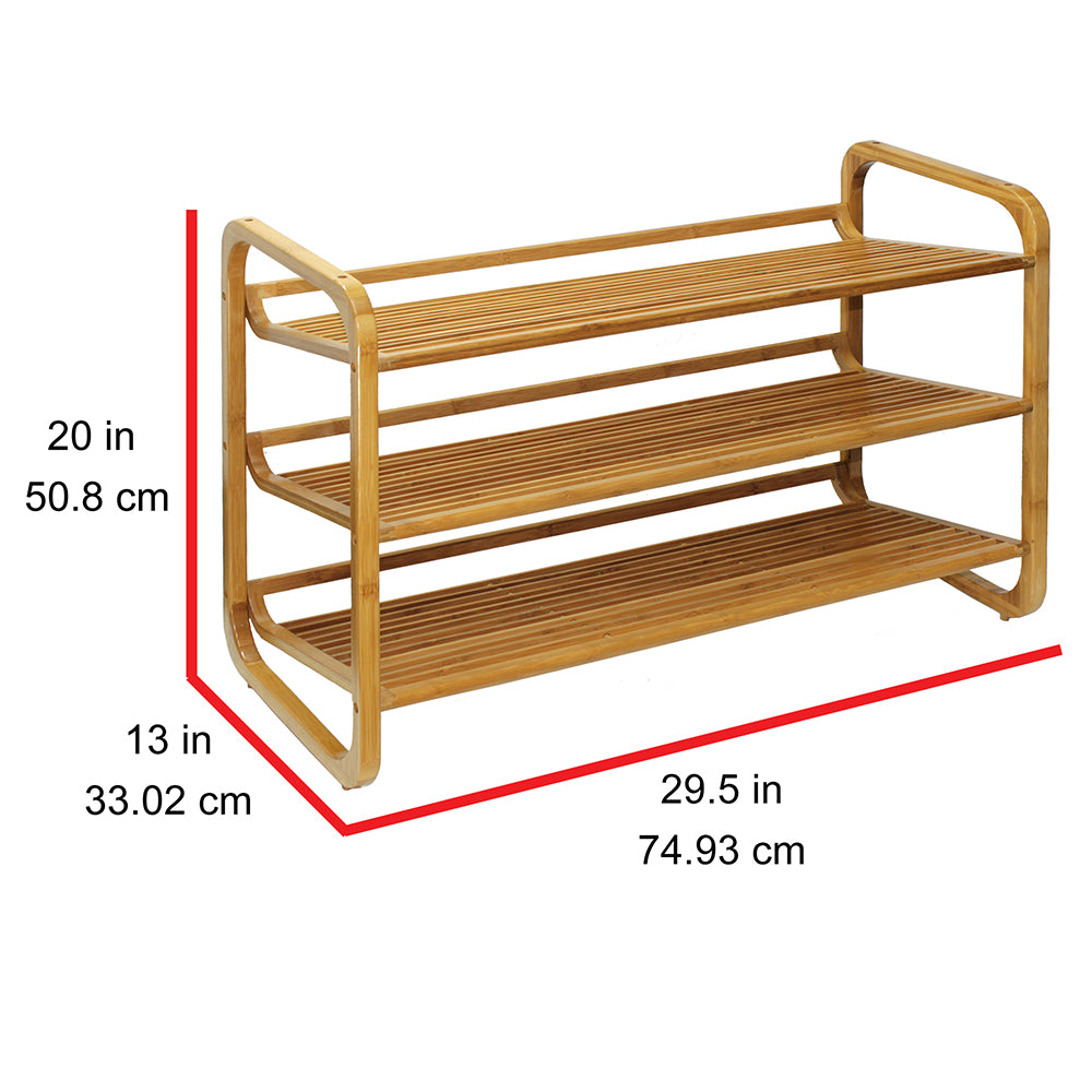 Oceanstar SR1231 3-Tier HPL Bamboo Shoe Rack