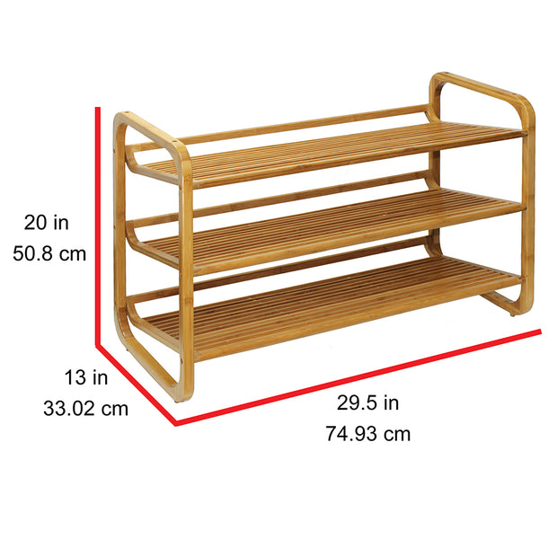 Oceanstar SR1231 3-Tier HPL Bamboo Shoe Rack