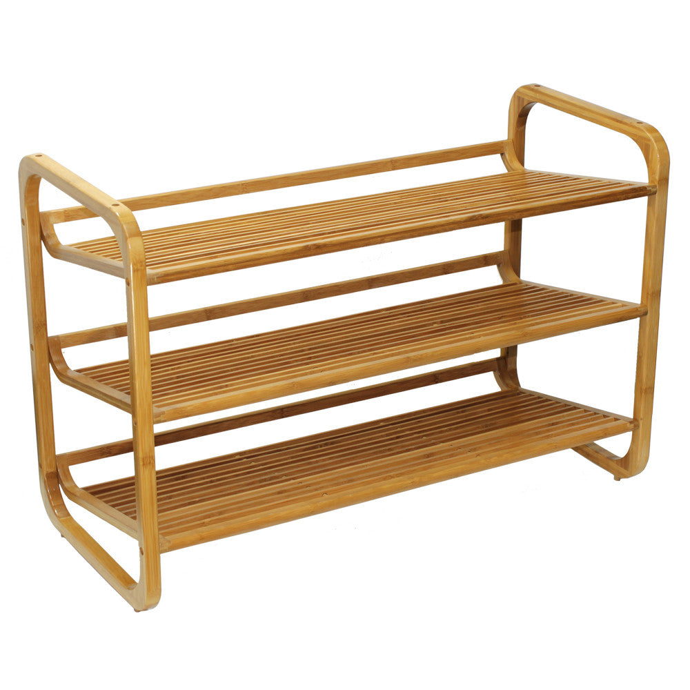 Lavish Home 3-Tier Bamboo Shoe and Boot Rack Bench