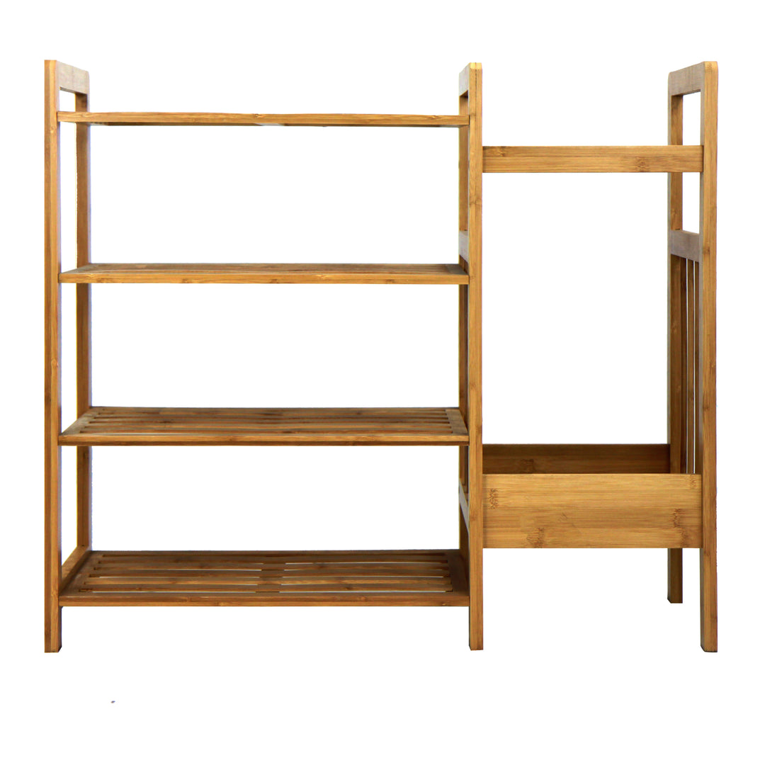 Scarpiera Pieghevole In Bambù - 5 Ripiani, 25x25x86 Cm, Grigio Scuro, Salvaspazio, Facile Montaggio