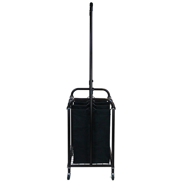 Oceanstar 3-Bag Rolling Laundry Sorter with Adjustable Hanging Bar, Bronze TLS1385