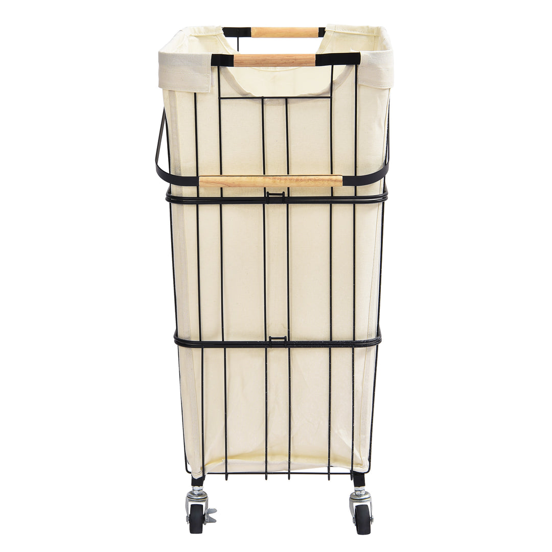 Oceanstar Mobile Rolling Storage Laundry Basket Cart with Handle WLS17