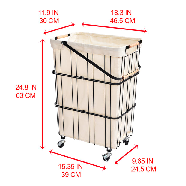 Oceanstar Mobile Rolling Storage Laundry Basket Cart with Handle WLS1736