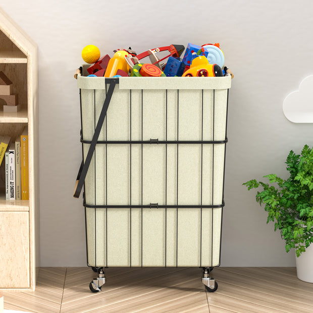 Oceanstar Mobile Rolling Storage Laundry Basket Cart with Handle WLS1736