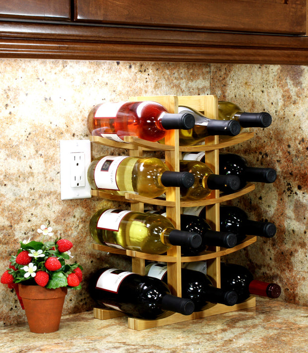 Oceanstar 12-Bottle Natural Bamboo Wine Rack WR1149