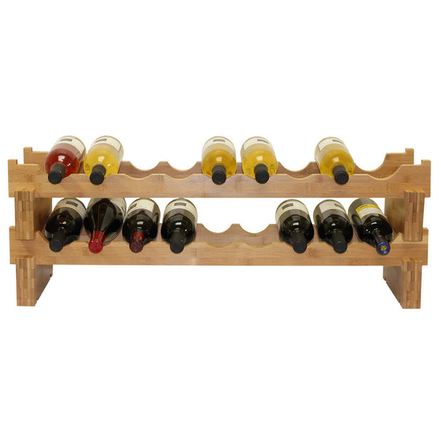 Oceanstar 18-Bottle Stackable Bamboo Wine Rack WR1361