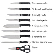 Oceanstar KS1187 Traditional 15-Piece Knife Set with Block, Natural