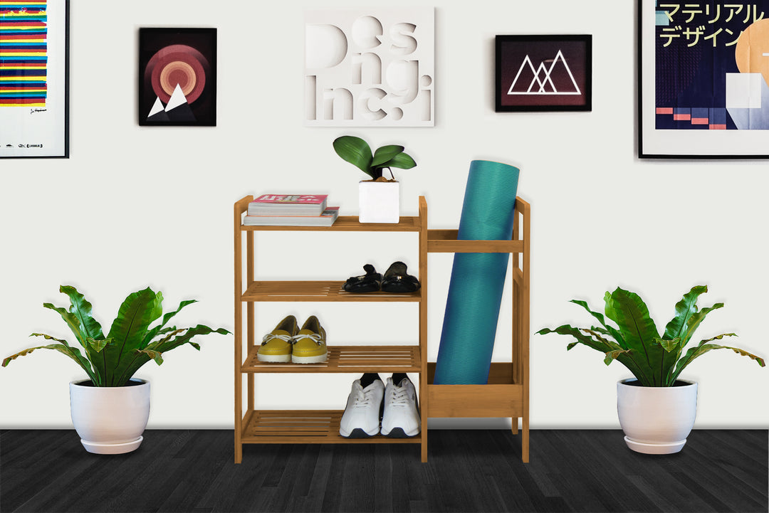 Oceanstar 4 Tier Bamboo Shoe Storage with Umbrella Stand